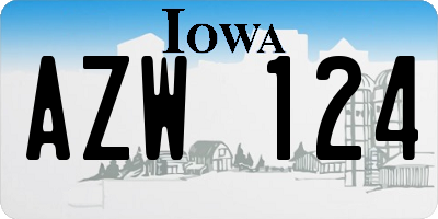 IA license plate AZW124