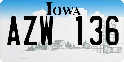 IA license plate AZW136