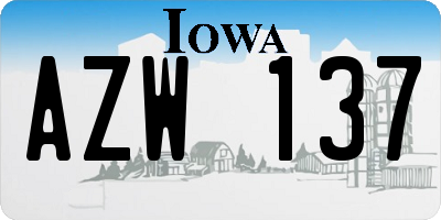 IA license plate AZW137