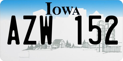 IA license plate AZW152