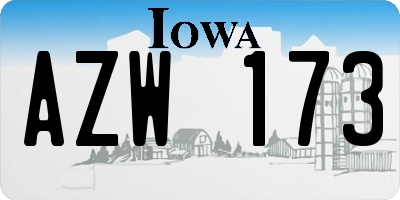 IA license plate AZW173