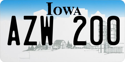 IA license plate AZW200