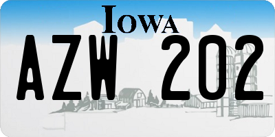 IA license plate AZW202