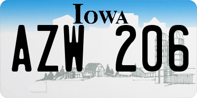 IA license plate AZW206