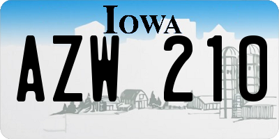 IA license plate AZW210