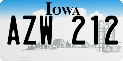 IA license plate AZW212