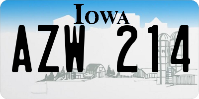 IA license plate AZW214