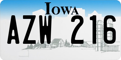 IA license plate AZW216