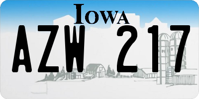 IA license plate AZW217
