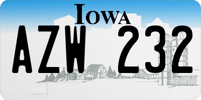 IA license plate AZW232