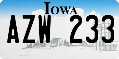 IA license plate AZW233