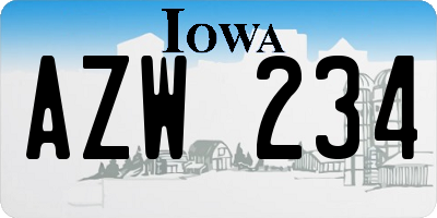 IA license plate AZW234