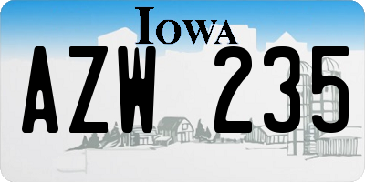 IA license plate AZW235