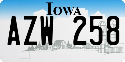 IA license plate AZW258