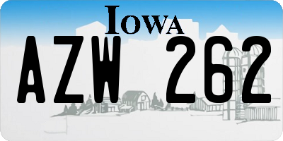 IA license plate AZW262