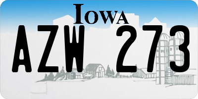 IA license plate AZW273