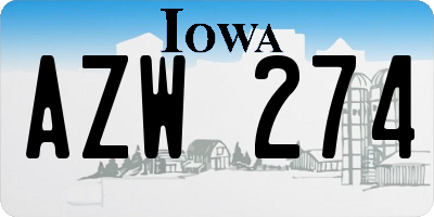 IA license plate AZW274