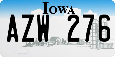 IA license plate AZW276