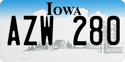 IA license plate AZW280
