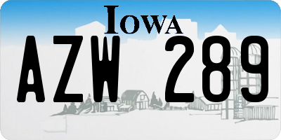 IA license plate AZW289