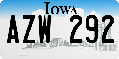 IA license plate AZW292