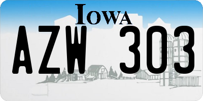 IA license plate AZW303