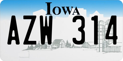 IA license plate AZW314