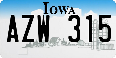 IA license plate AZW315