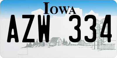 IA license plate AZW334