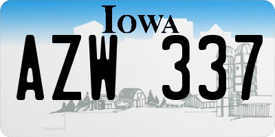 IA license plate AZW337