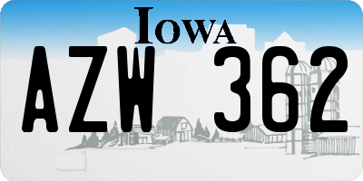 IA license plate AZW362
