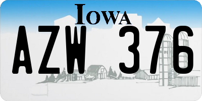 IA license plate AZW376