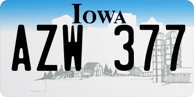 IA license plate AZW377