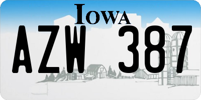 IA license plate AZW387
