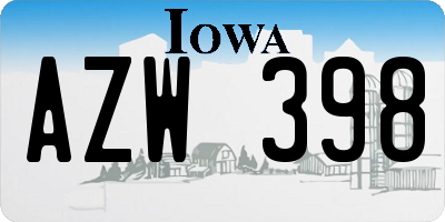 IA license plate AZW398
