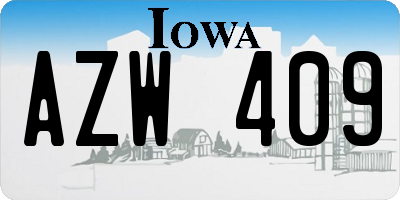 IA license plate AZW409
