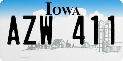 IA license plate AZW411