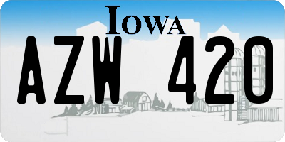 IA license plate AZW420