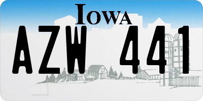 IA license plate AZW441