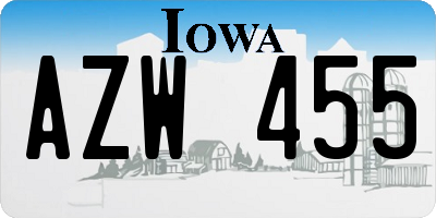 IA license plate AZW455
