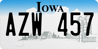 IA license plate AZW457