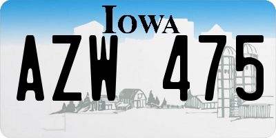 IA license plate AZW475