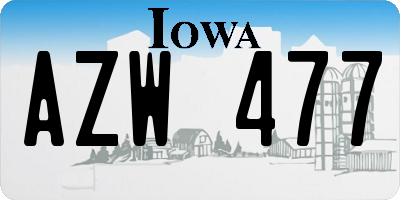 IA license plate AZW477