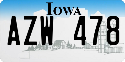 IA license plate AZW478