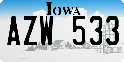 IA license plate AZW533