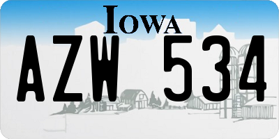 IA license plate AZW534