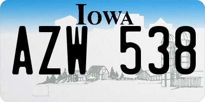IA license plate AZW538
