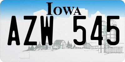IA license plate AZW545
