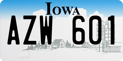IA license plate AZW601