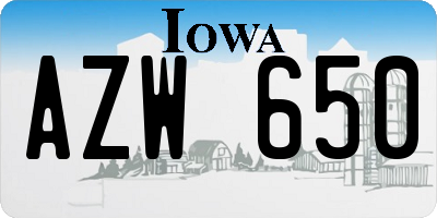 IA license plate AZW650